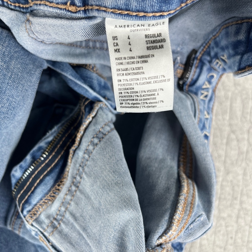 American Eagle Bootcut Flare Jeans Women 4/25x30 Blue Hi-Rise Stretch light wash - Picture 4 of 13
